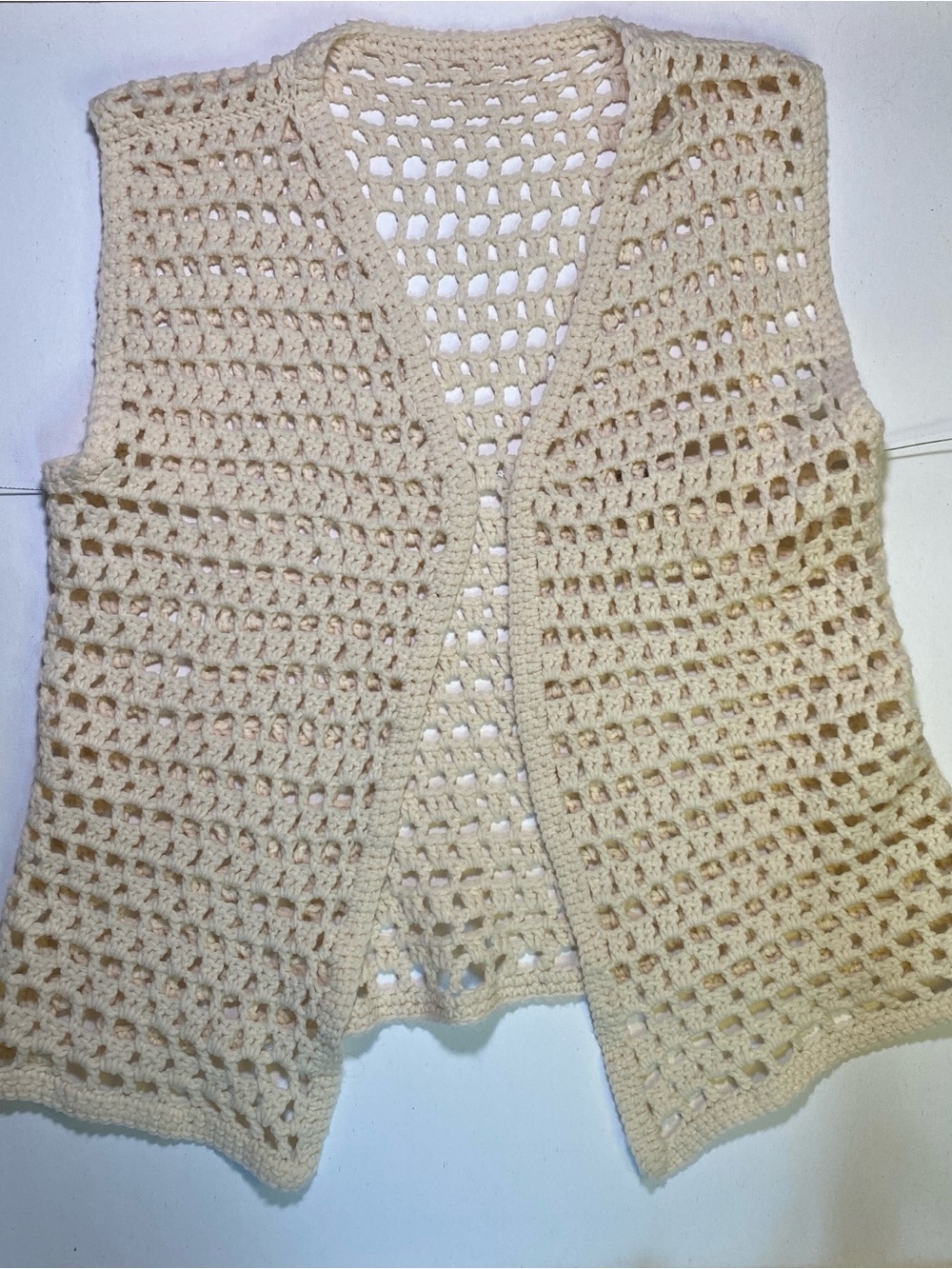 Women's Crochet Openwork Vest - Cream